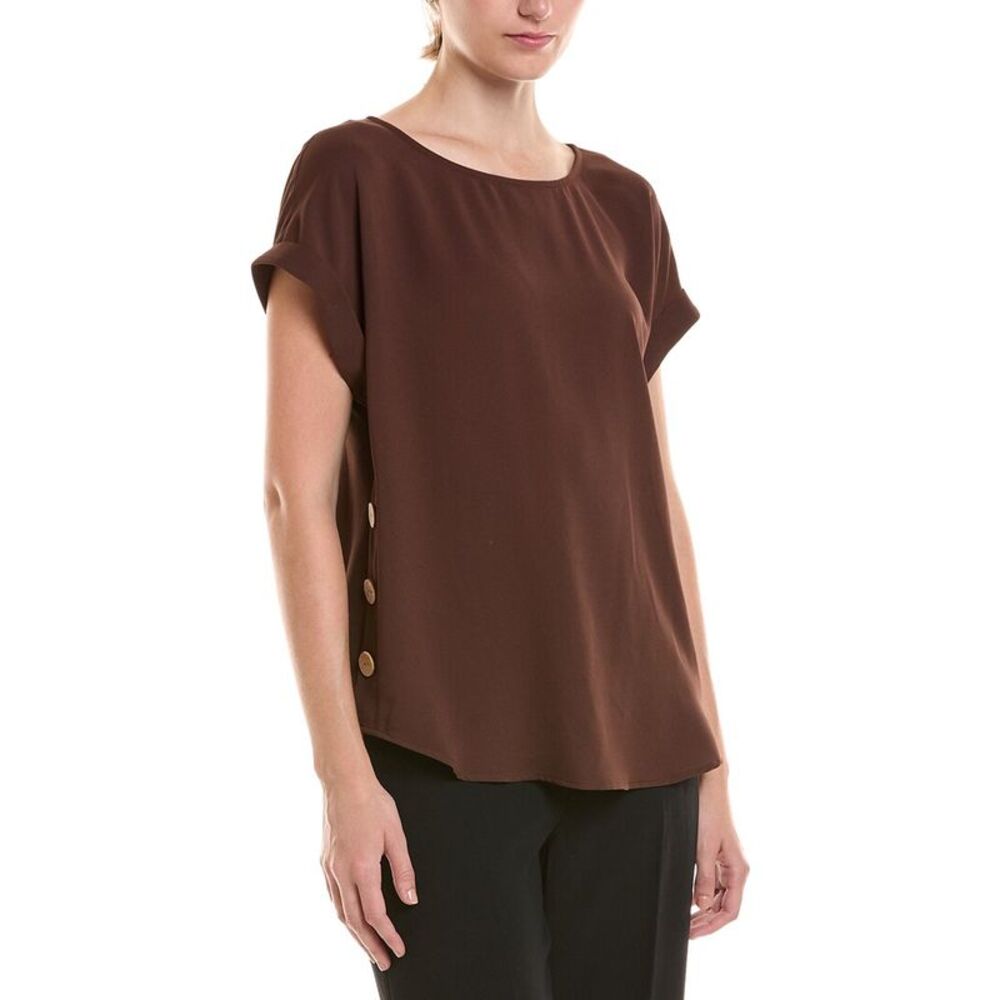 Jones New York Womens  Button Detail Blouse, Brown